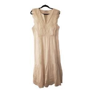 Vineyard Vines Seashell Eyelet Midi Dress White Lace Ruffle Size 14 NWT